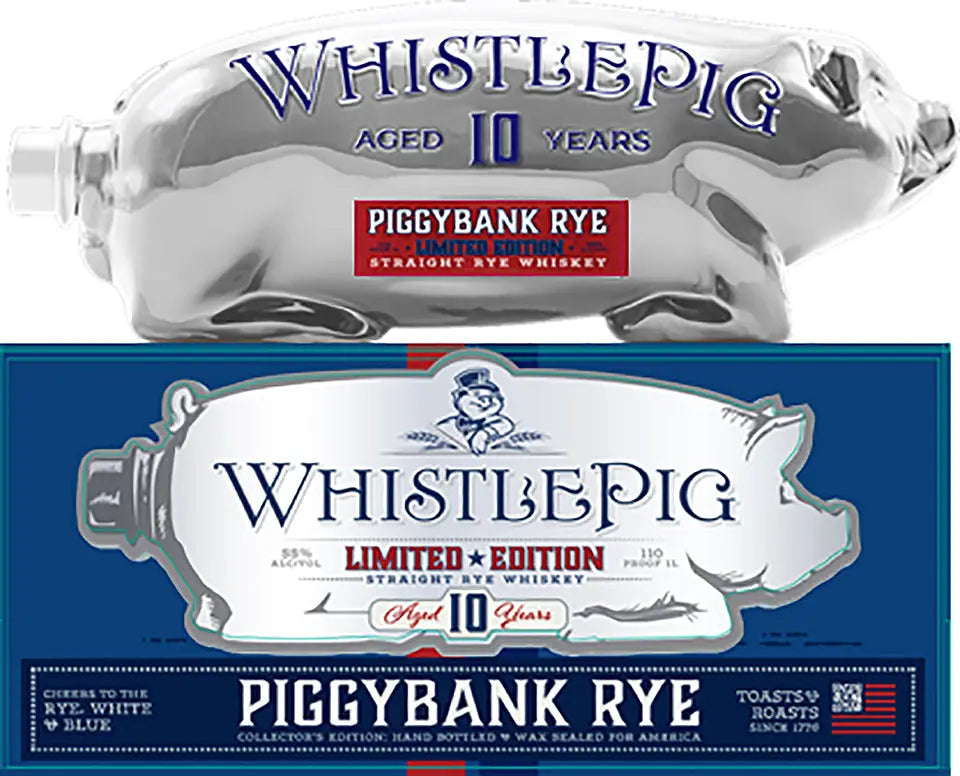WhistlePig Piggybank Rye White, and Blue 10 Year